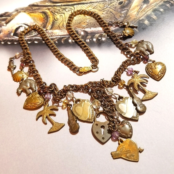 AMAZING Vintage Victorian  Revival Charm Necklace - Picture 5 of 7
